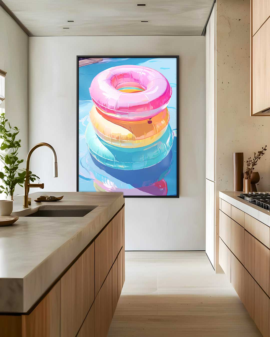 Zomerse Zwemband Stapel Kunstwerk-canvas-dibond-plexiglas-wanddecoratie-WallArtistic