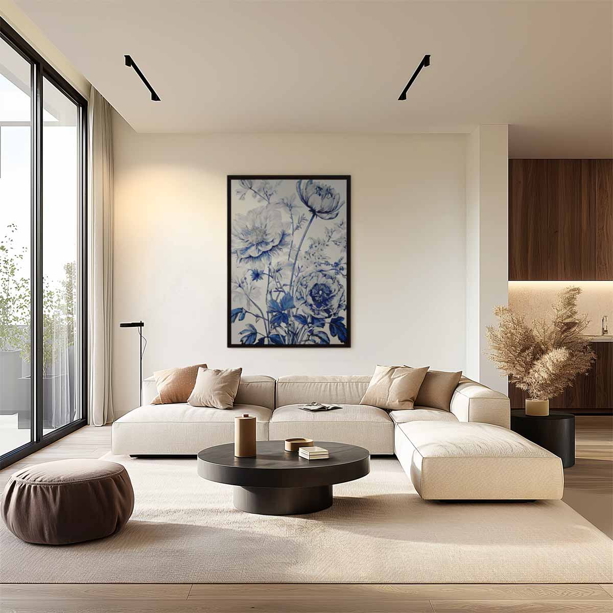 Blauwe Bloemenpracht Kunstwerk-canvas-dibond-plexiglas-wanddecoratie-WallArtistic