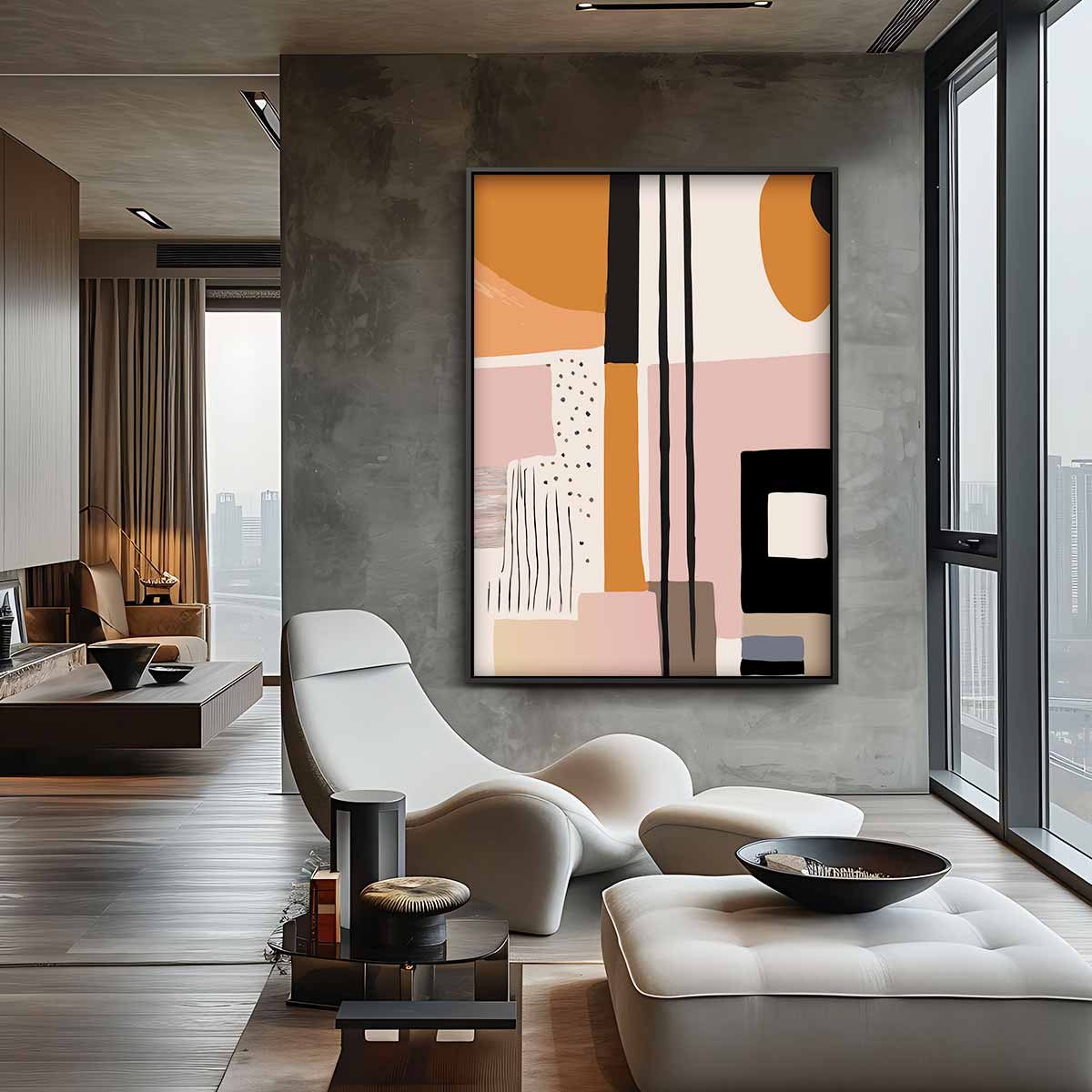 Abstracte Aardetinten Wanddecoratie Kunstwerk-canvas-dibond-plexiglas-wanddecoratie-WallArtistic