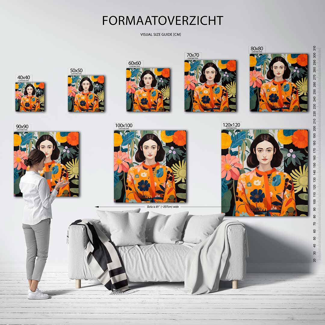 Vrouw met bloemen Kunstwerk