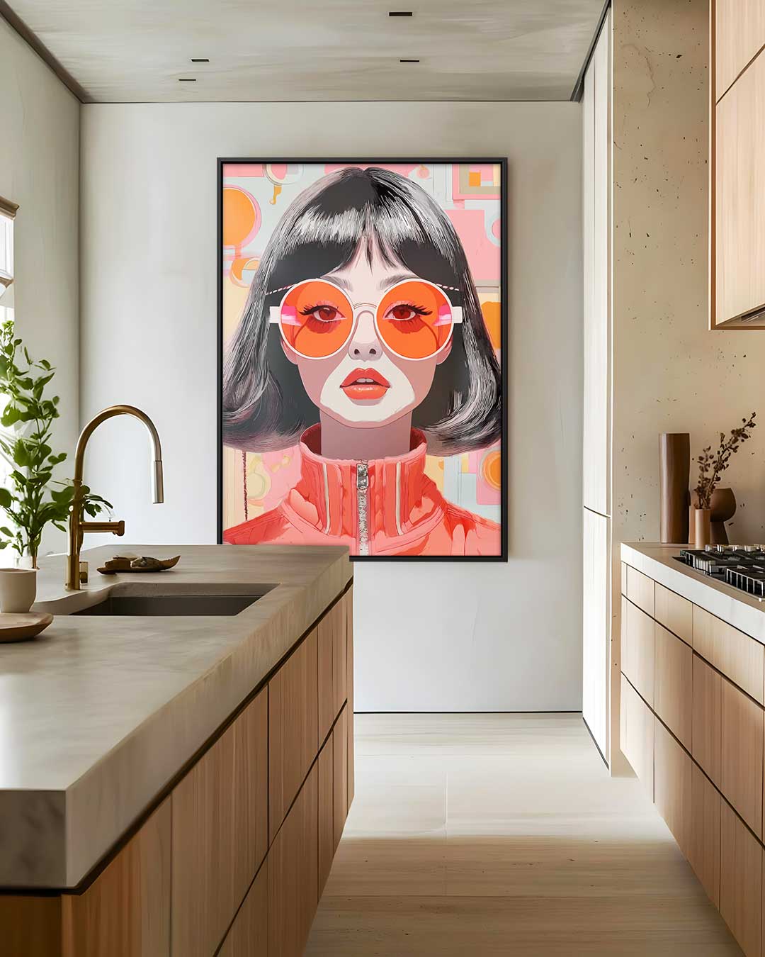 Retro Chic Portret Kunstwerk-canvas-dibond-plexiglas-wanddecoratie-WallArtistic