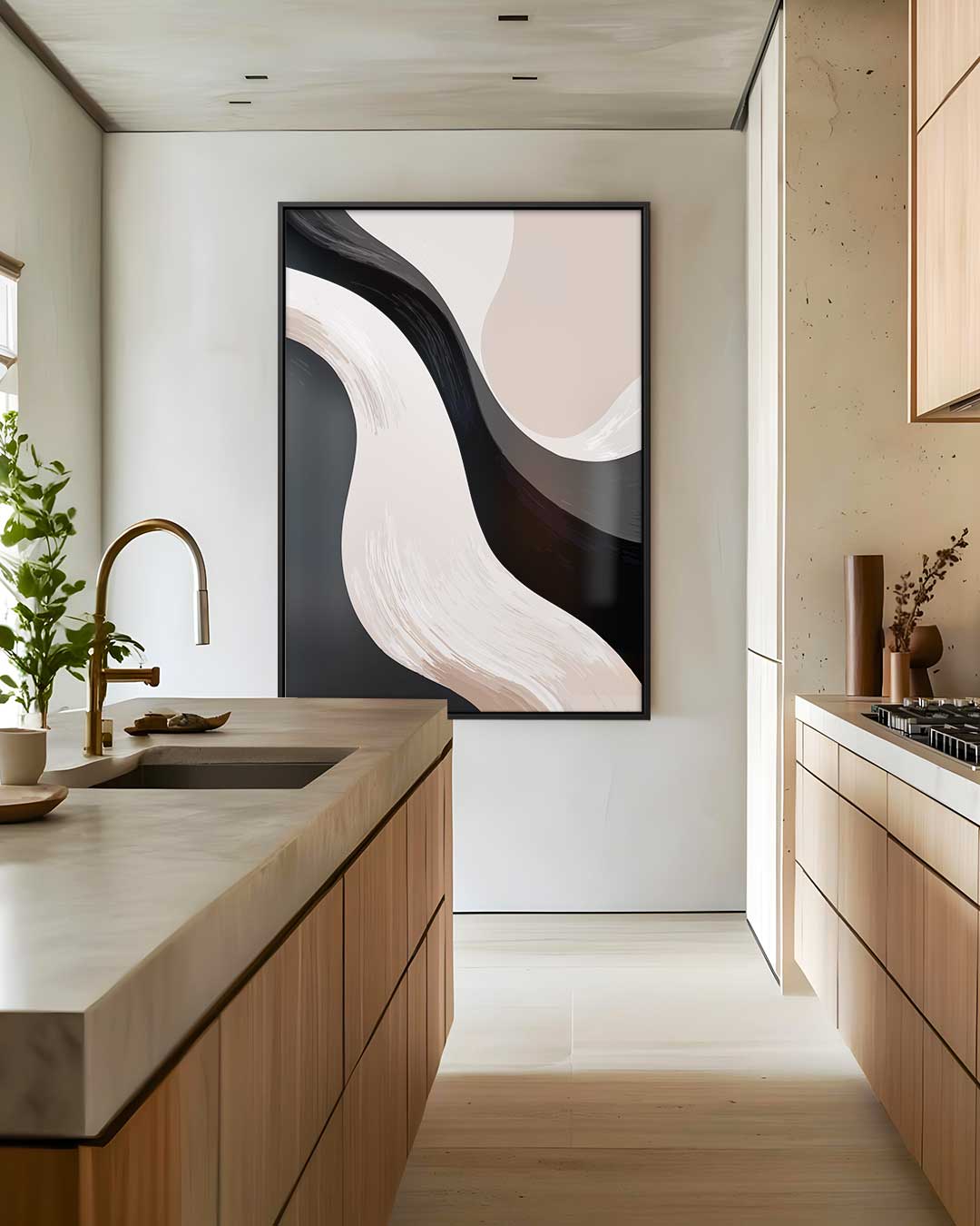 Golvende Abstracte Compositie Kunstwerk-canvas-dibond-plexiglas-wanddecoratie-WallArtistic