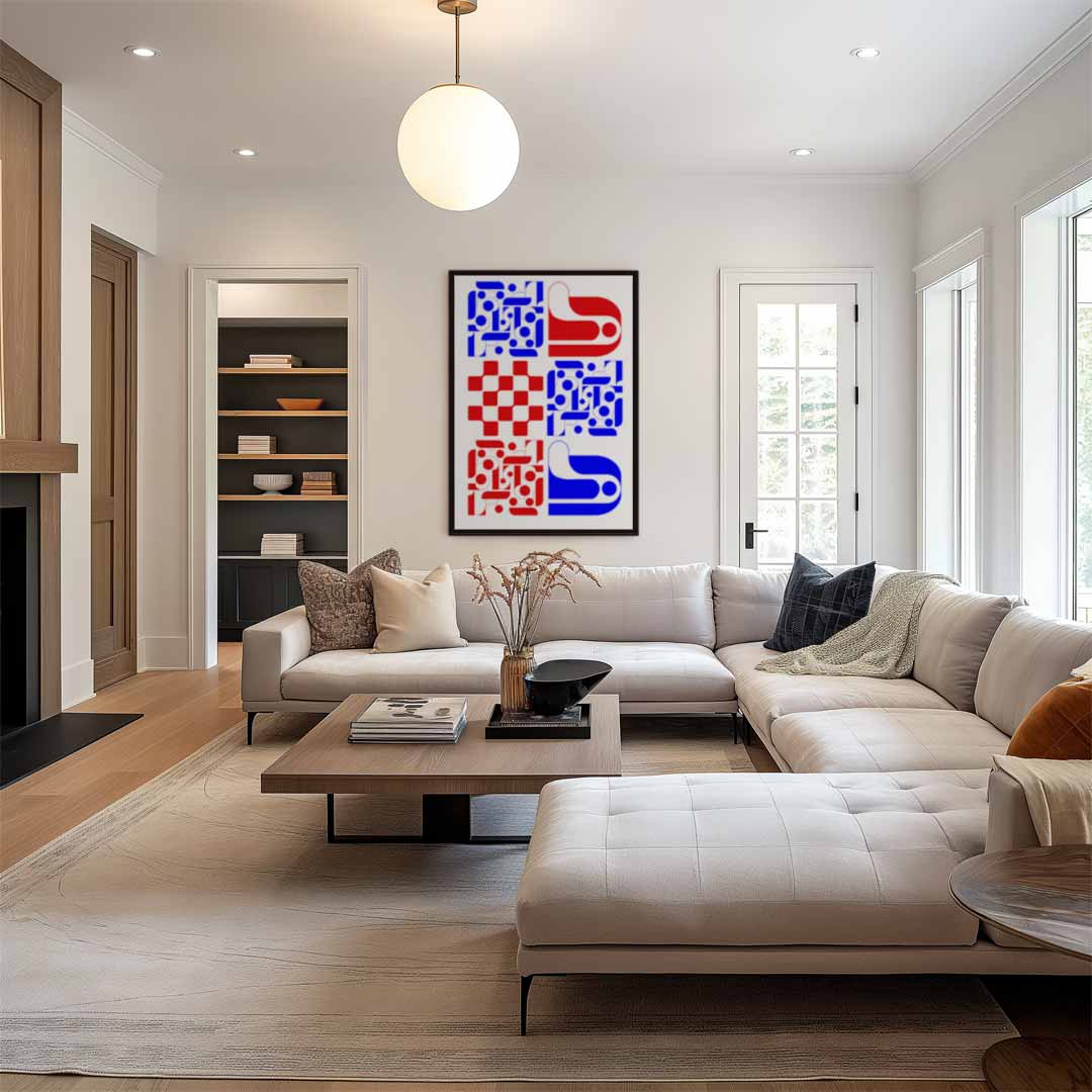 Kleurrijke Geometrische Abstractie Kunstwerk-canvas-dibond-plexiglas-wanddecoratie-WallArtistic