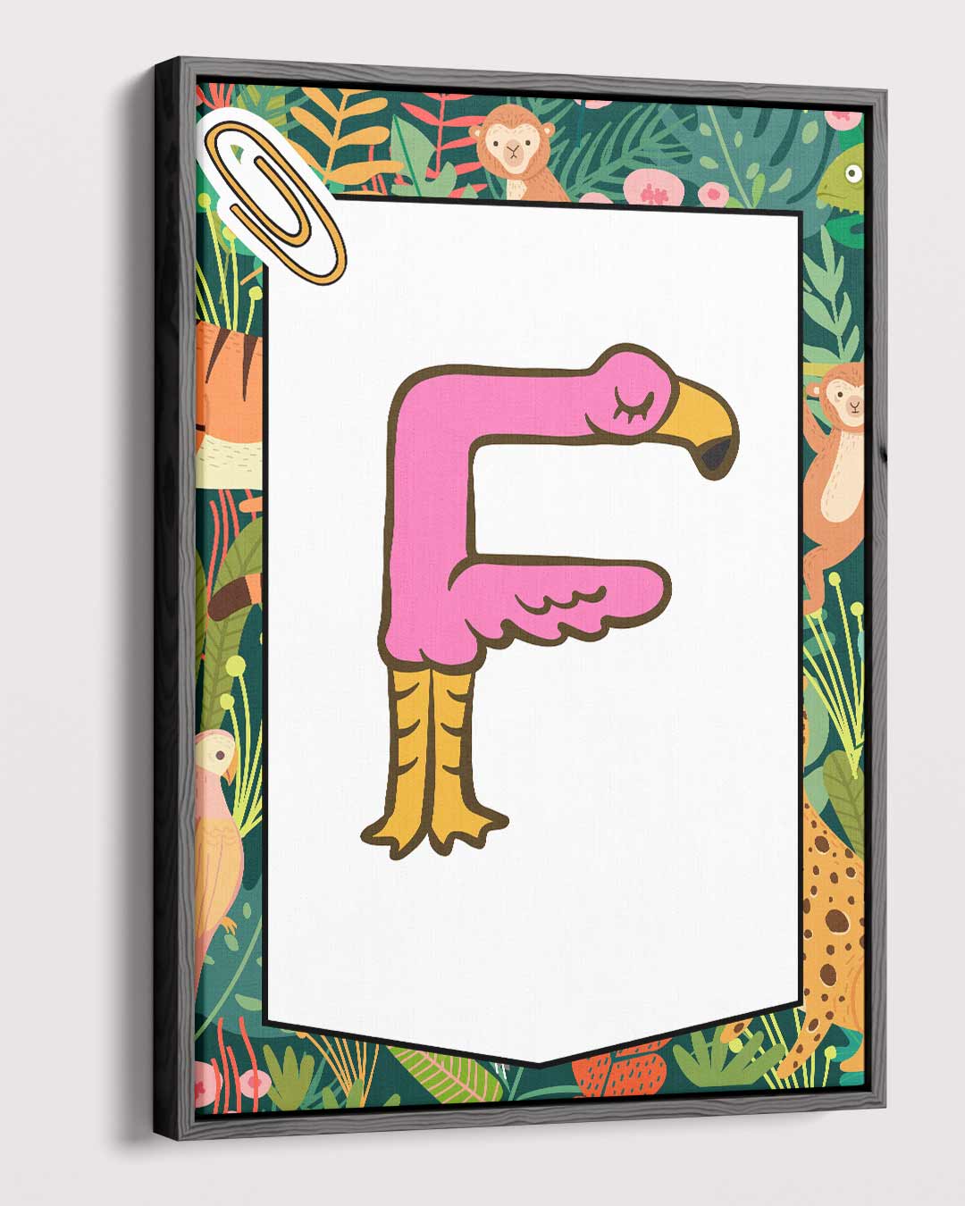 Flamingo Letter F Poster Kunstwerk-canvas-dibond-plexiglas-wanddecoratie-WallArtistic