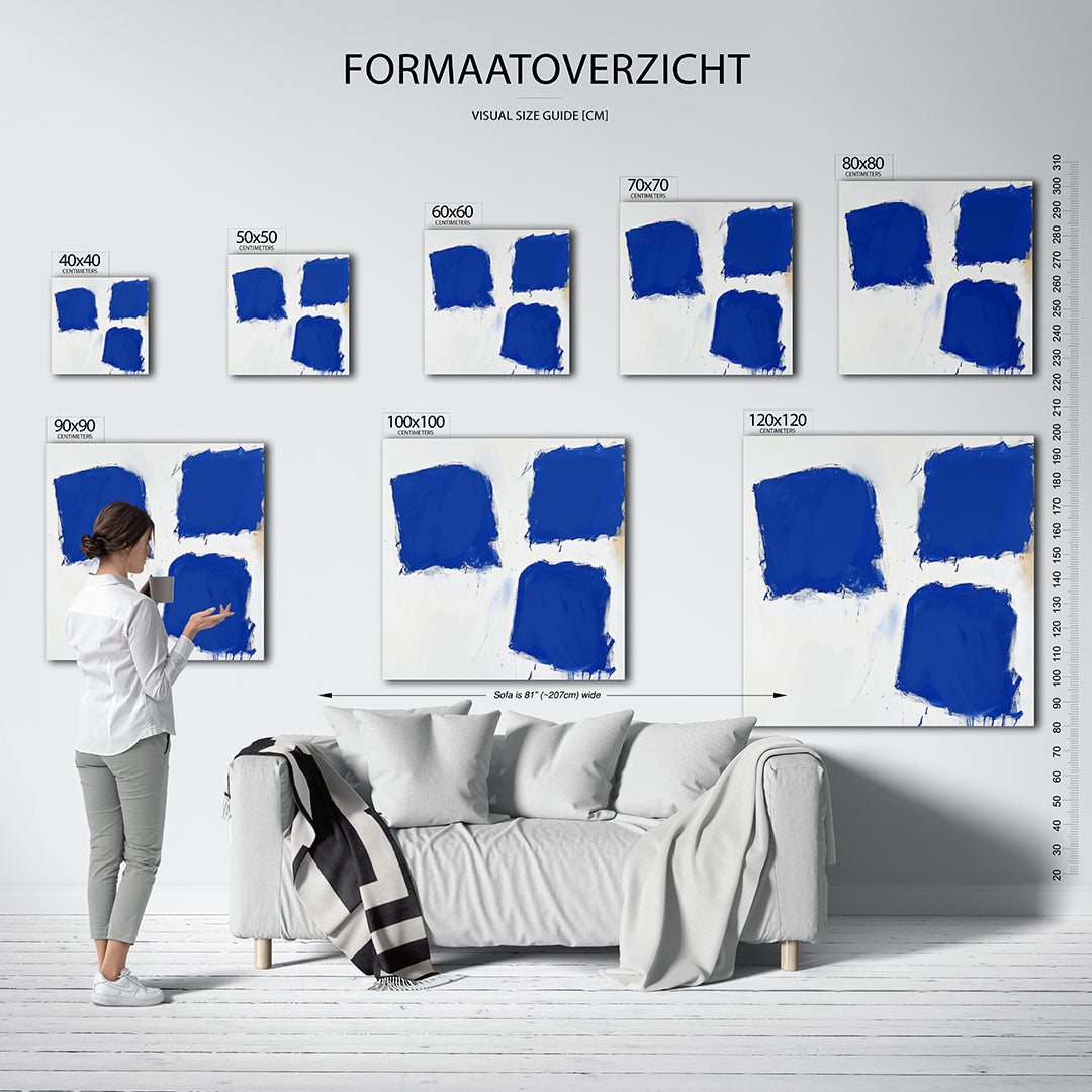 Dynamische blauwe vlakken Kunstwerk