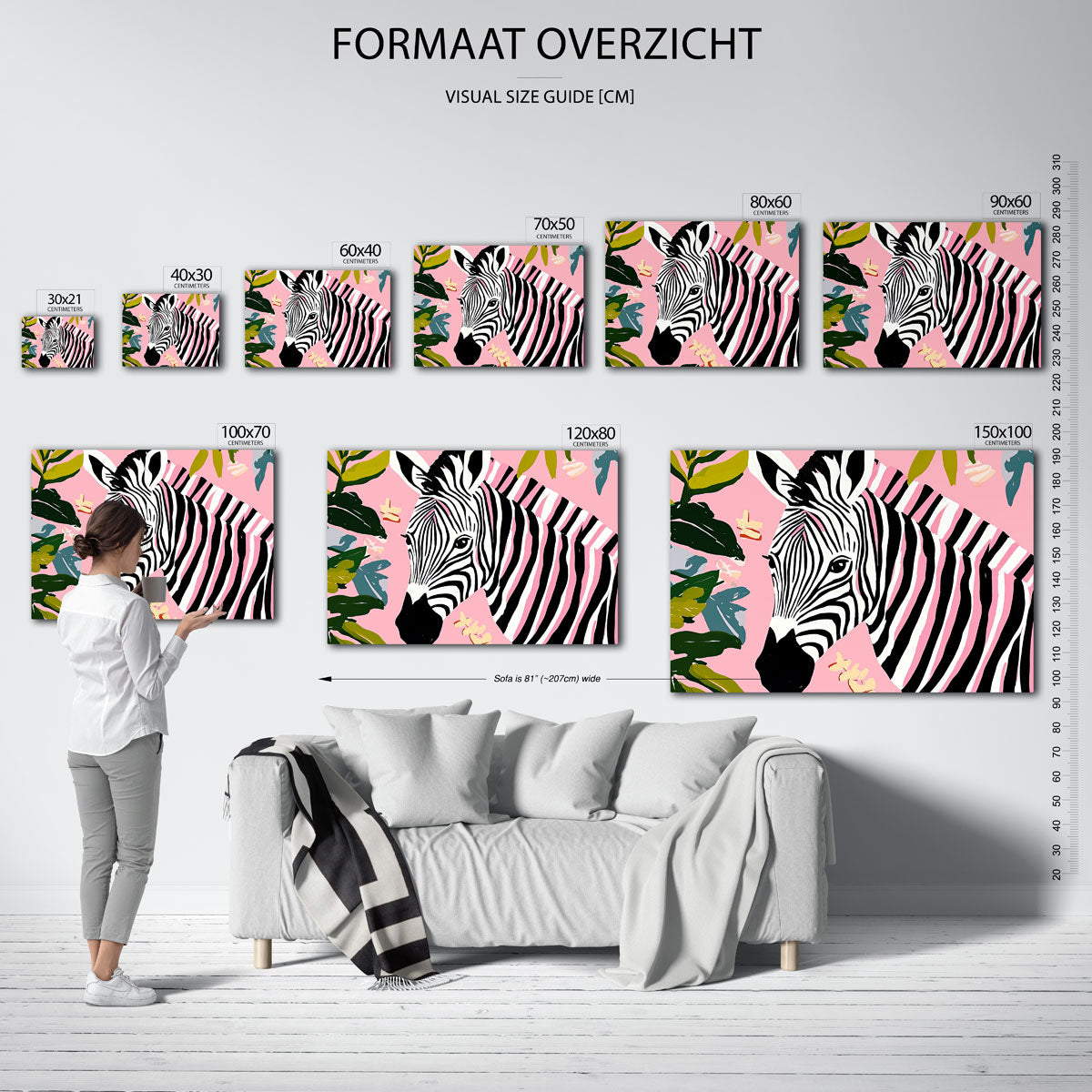 Zebra en bladeren Poster