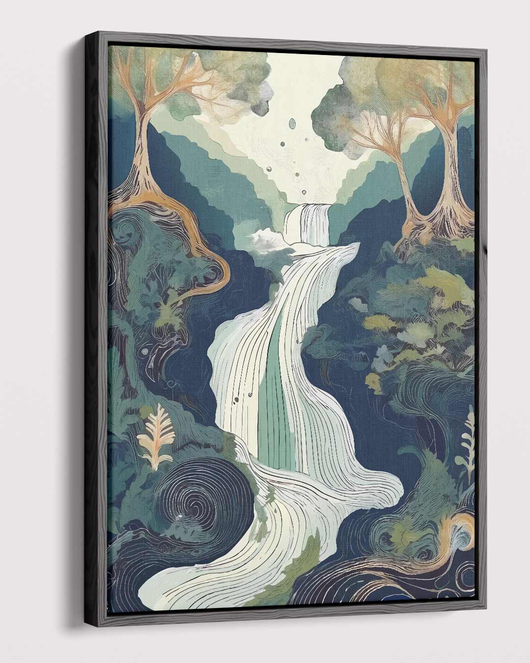 Waterval in het Bos Kunstwerk-canvas-dibond-plexiglas-wanddecoratie-WallArtistic