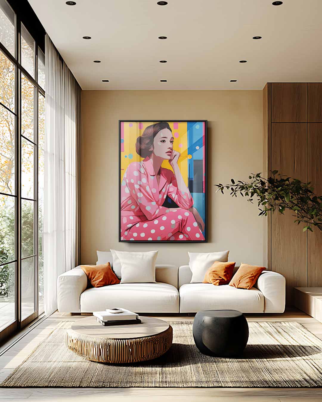 Vrolijke Reflectie in Roze Kunstwerk-canvas-dibond-plexiglas-wanddecoratie-WallArtistic