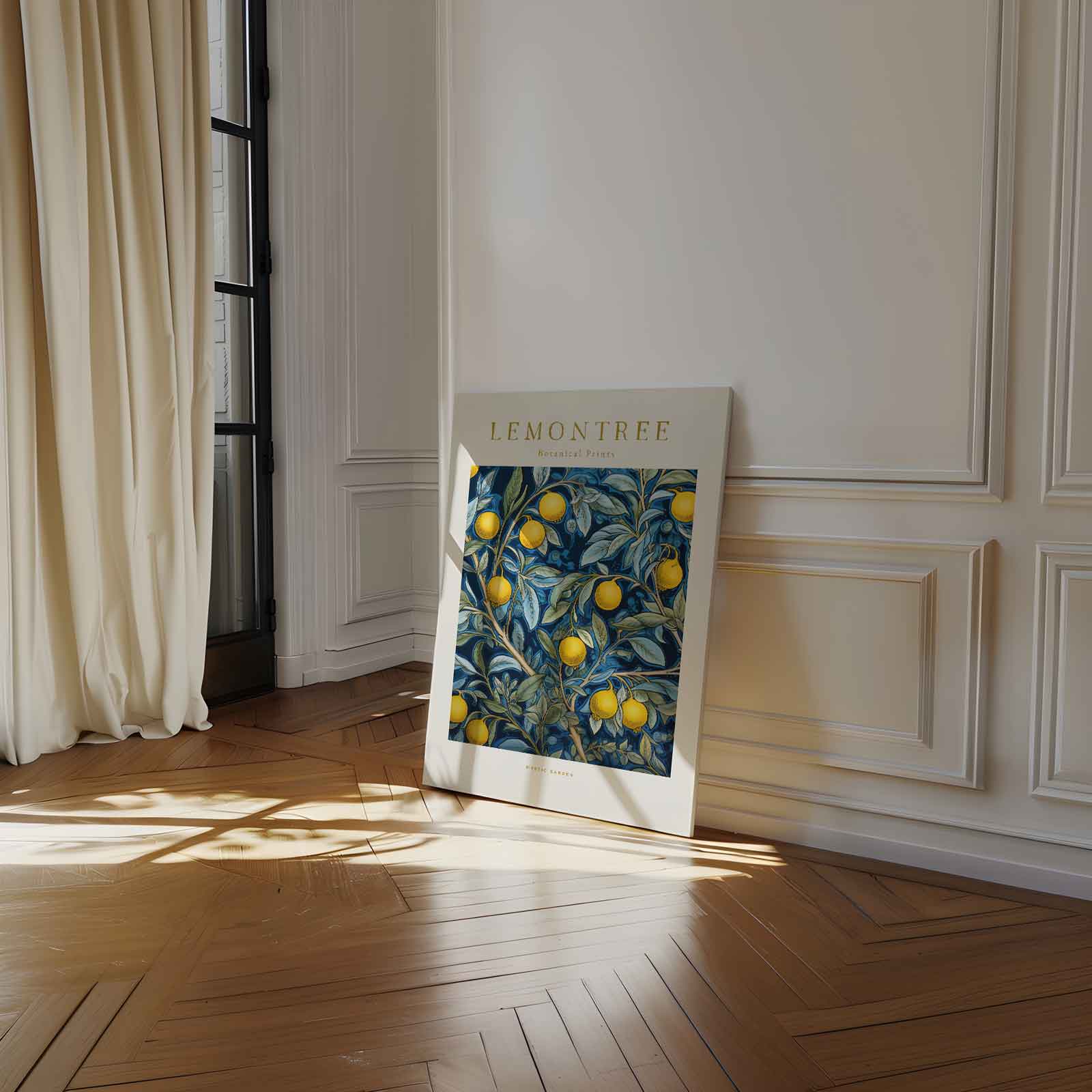 Botanische Citroenprint Kunstwerk-canvas-dibond-plexiglas-wanddecoratie-WallArtistic