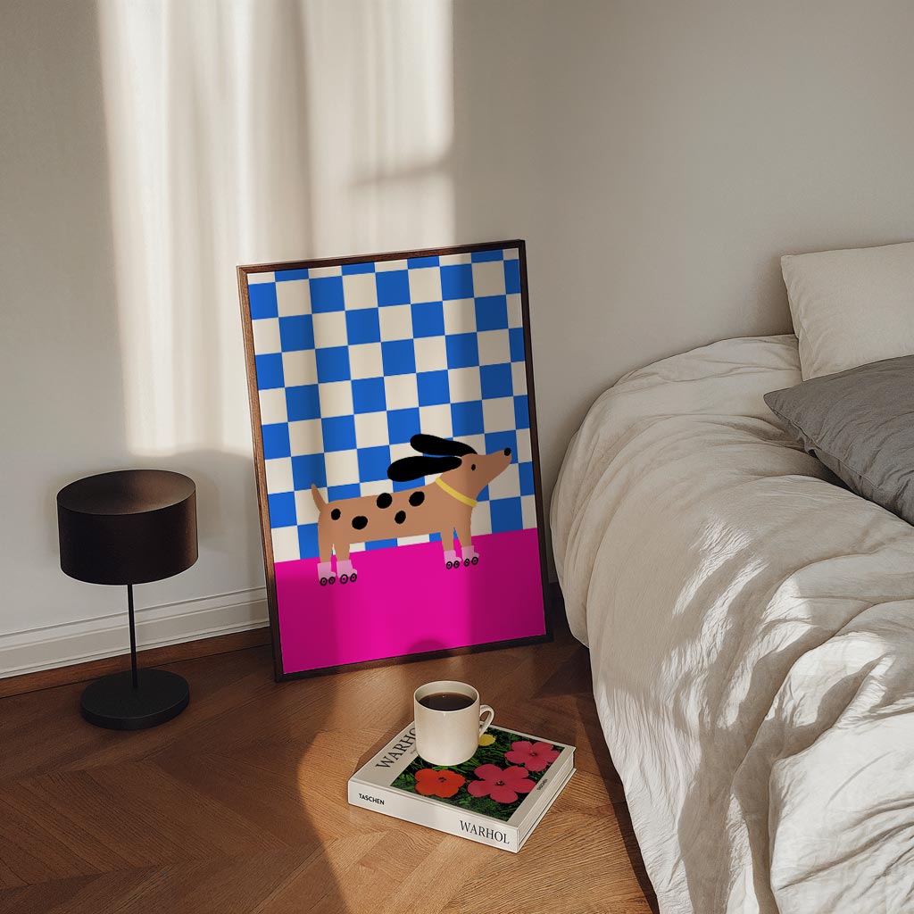 Trendy Dashond op Skates Poster