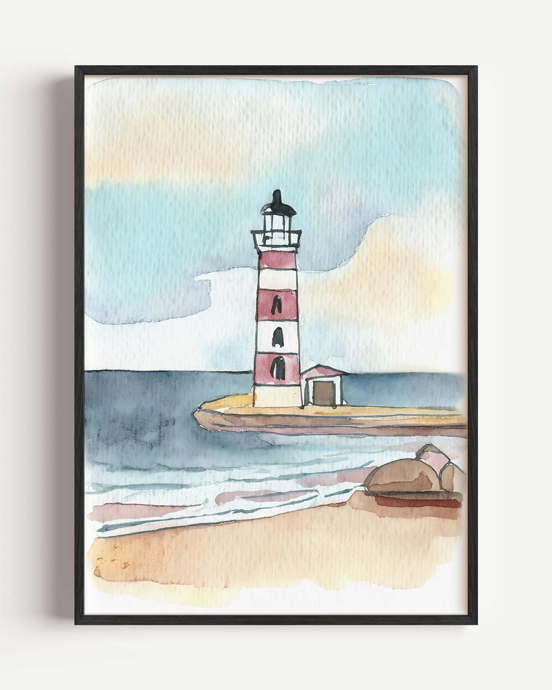 Dromerige Vuurtoren aan de Kust Poster-WallArtistic