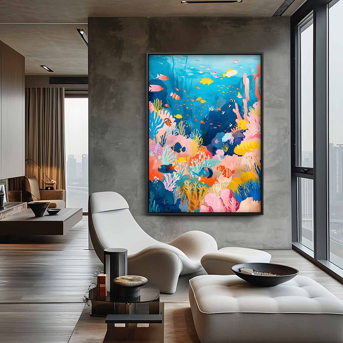 Kleurrijk Koraalrif Avontuur Kunstwerk-canvas-dibond-plexiglas-wanddecoratie-WallArtistic