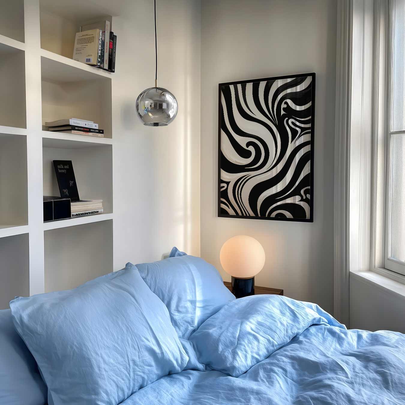 Zwart-Wit Golvend Design Poster-WallArtistic