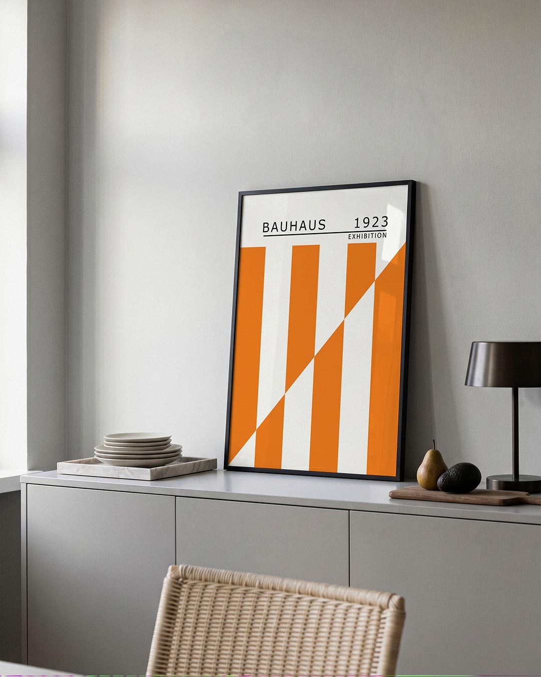 Oranje lijnenspel Poster