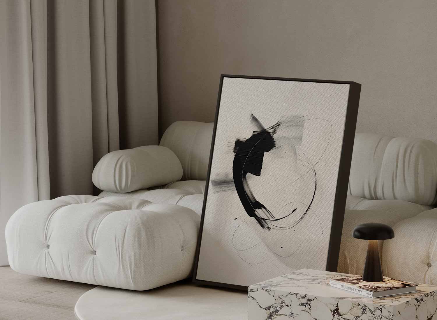 Dynamische Zwarte Streep Kunstwerk-canvas-dibond-plexiglas-wanddecoratie-WallArtistic