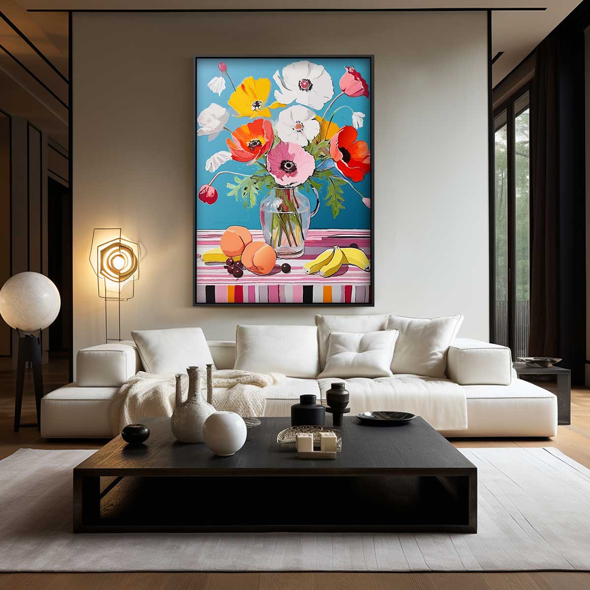 Bloemenpracht met Fruitschaal Kunstwerk-canvas-dibond-plexiglas-wanddecoratie-WallArtistic