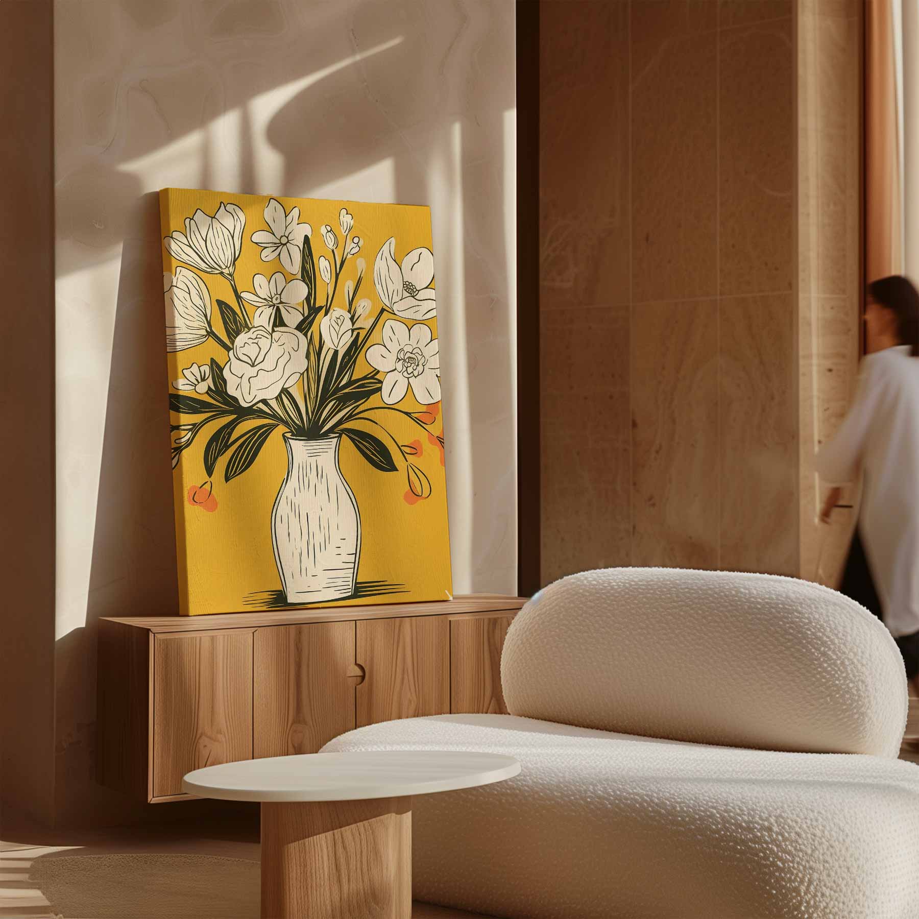 Tijdloze Bloemenvazen Illustratie Kunstwerk-canvas-dibond-plexiglas-wanddecoratie-WallArtistic