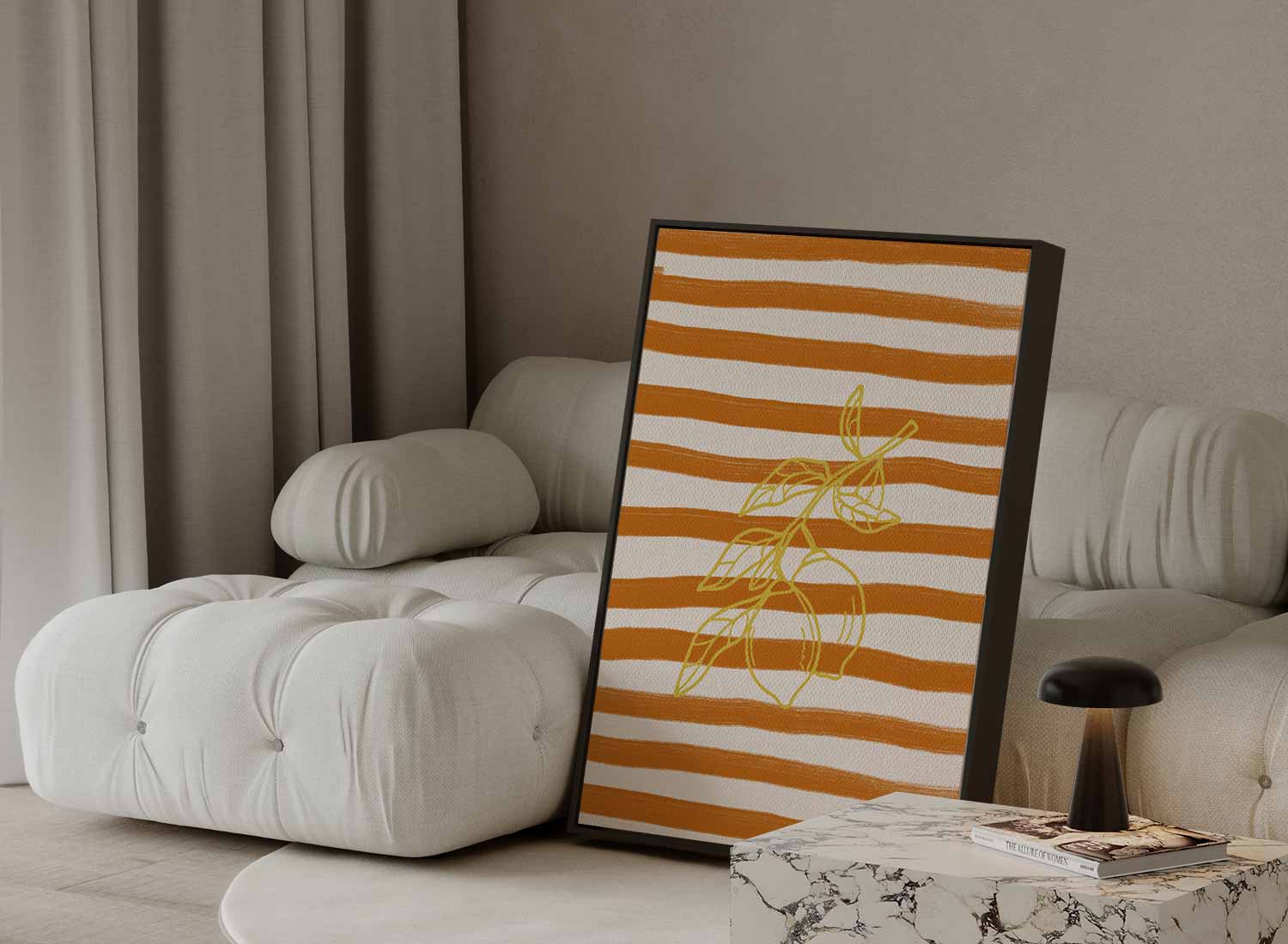 Zonnige Citroen Strepen Kunstwerk-canvas-dibond-plexiglas-wanddecoratie-WallArtistic