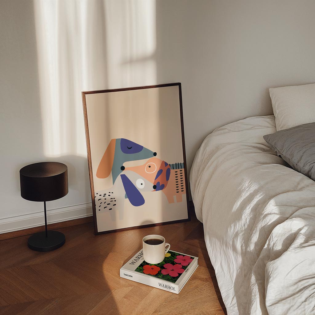 Vrolijke Honden Illustratie Poster-WallArtistic
