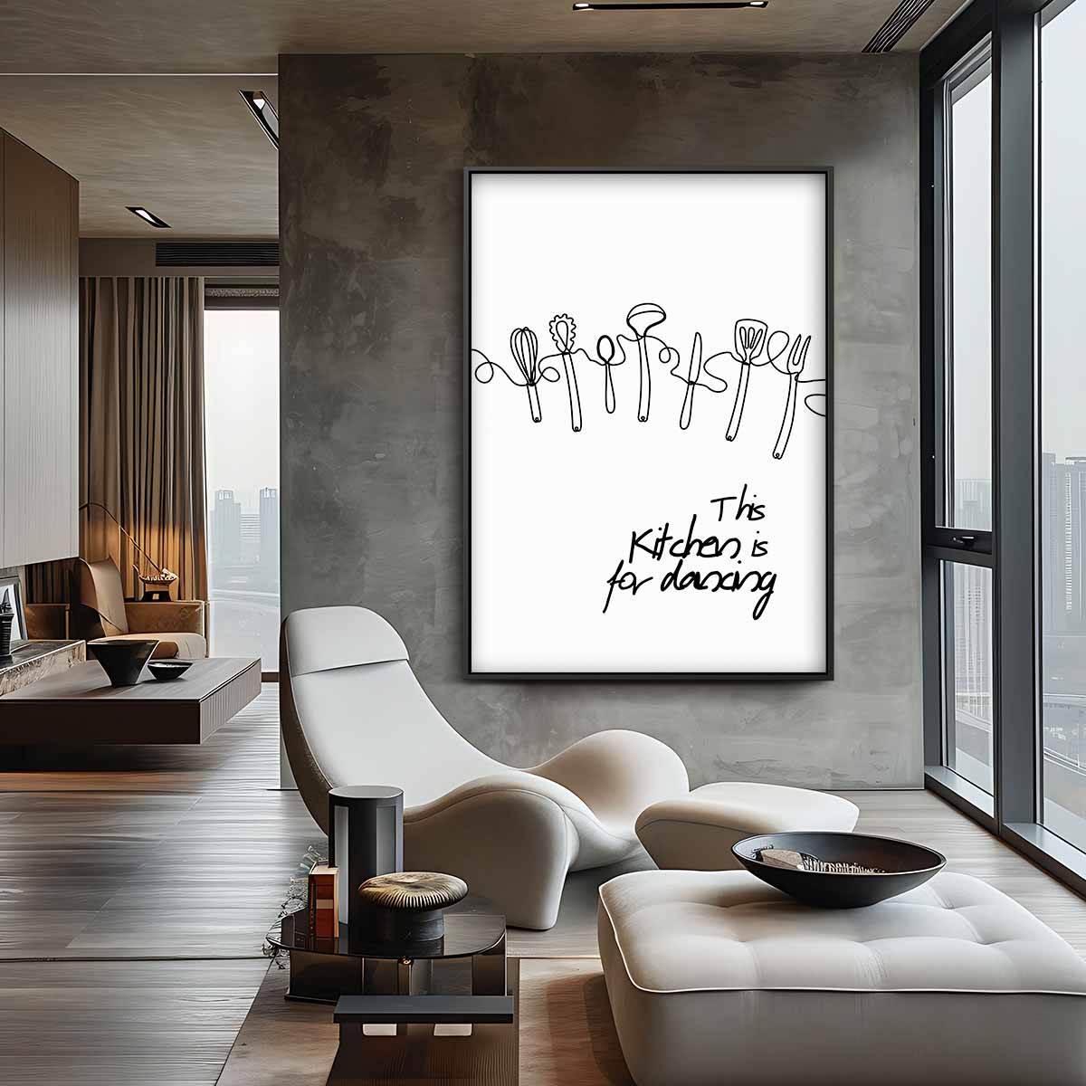 Dansende Keukentools Print Kunstwerk-canvas-dibond-plexiglas-wanddecoratie-WallArtistic