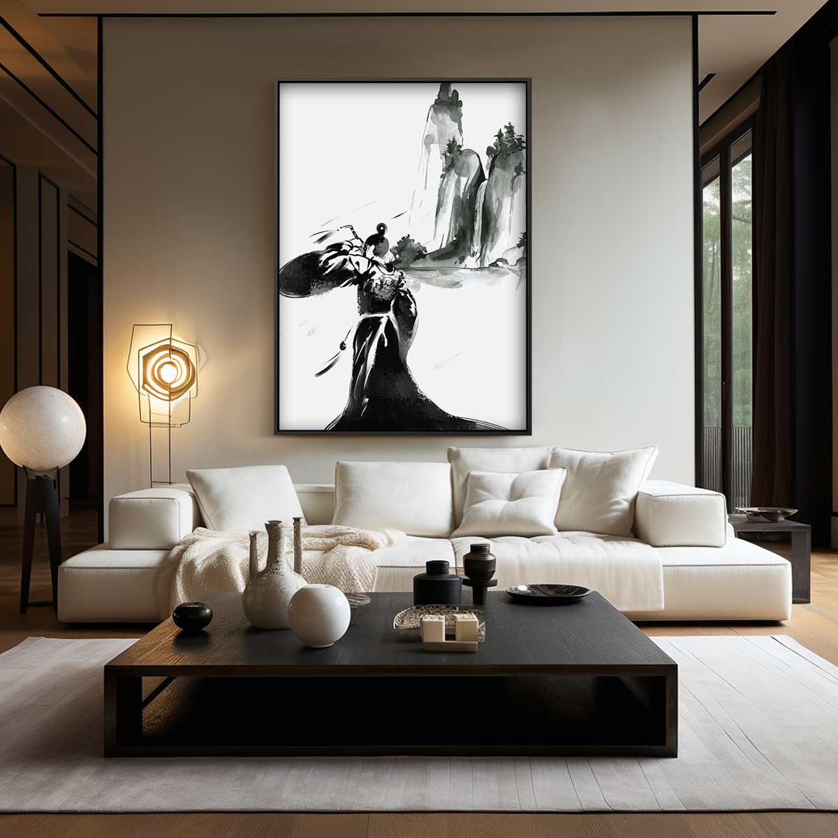 Mystieke Berglandschappen in Inkt Kunstwerk-canvas-dibond-plexiglas-wanddecoratie-WallArtistic