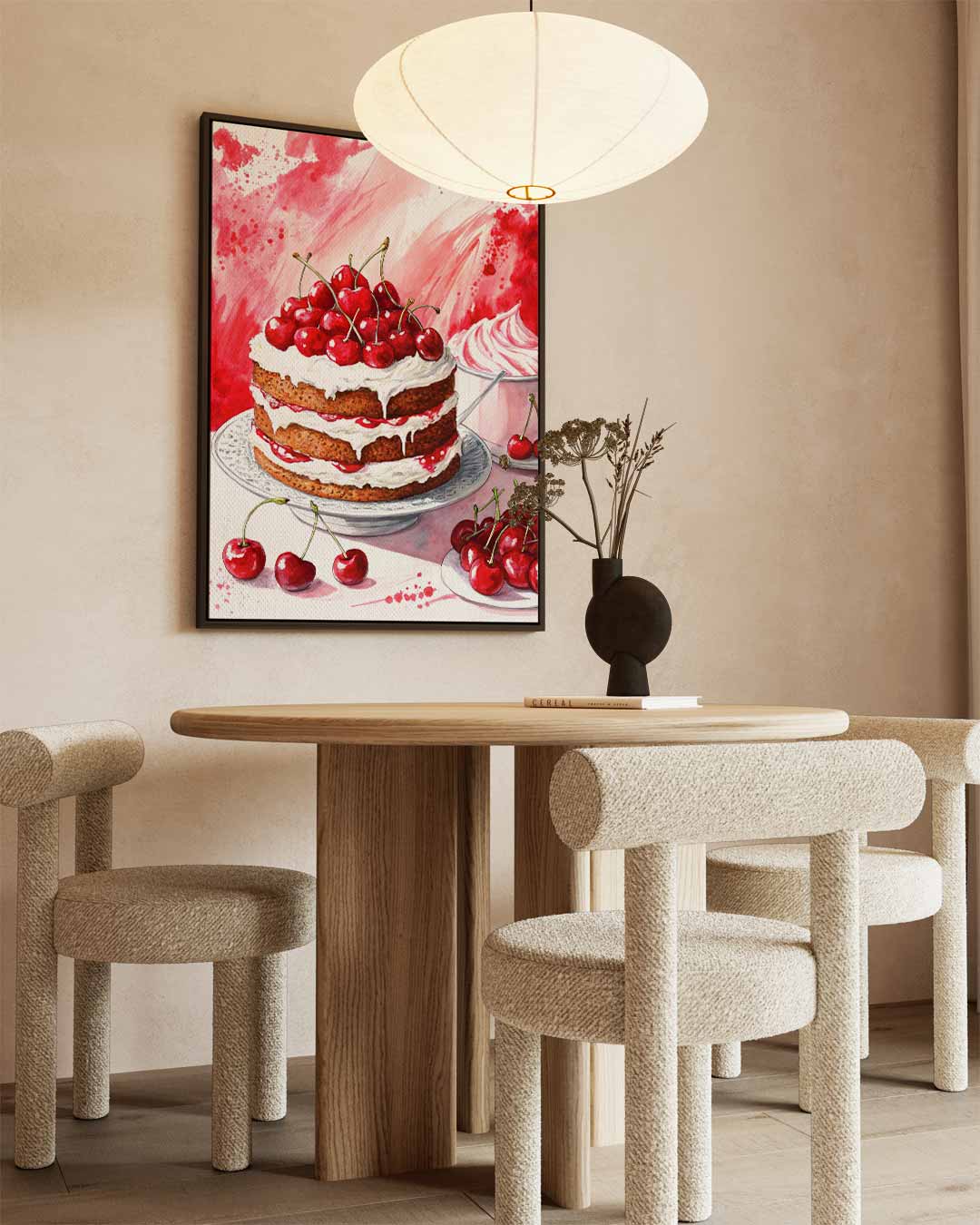 Verleidelijke Kersen Taartkunst Kunstwerk-canvas-dibond-plexiglas-wanddecoratie-WallArtistic