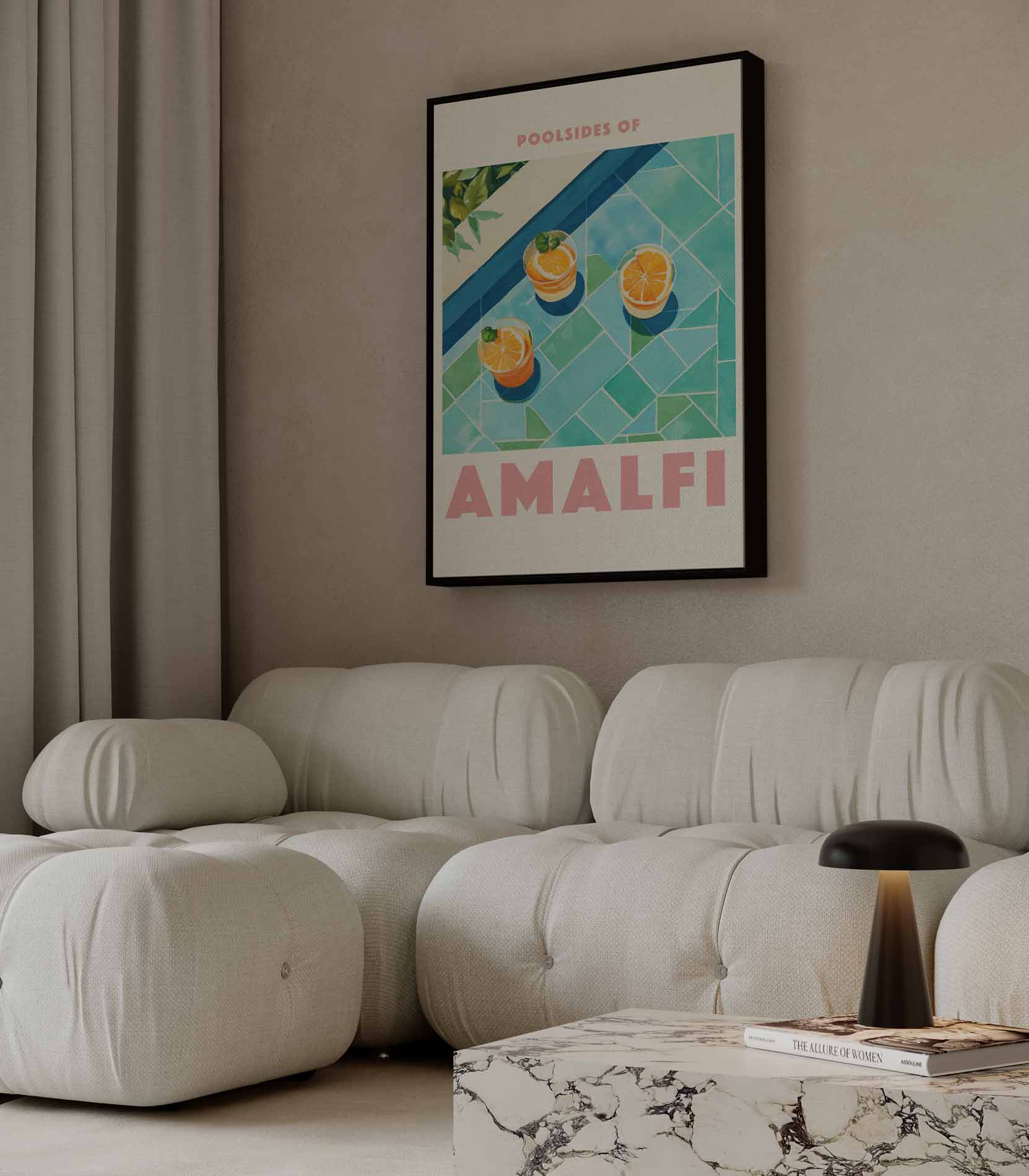 Poolside Genieten in Amalfi Kunstwerk-canvas-dibond-plexiglas-wanddecoratie-WallArtistic