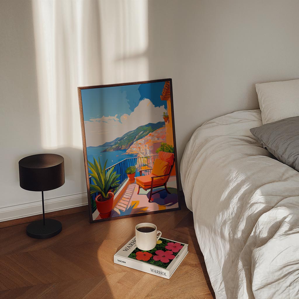 Droomuitzicht vanaf een Zonovergoten Balkon Poster
