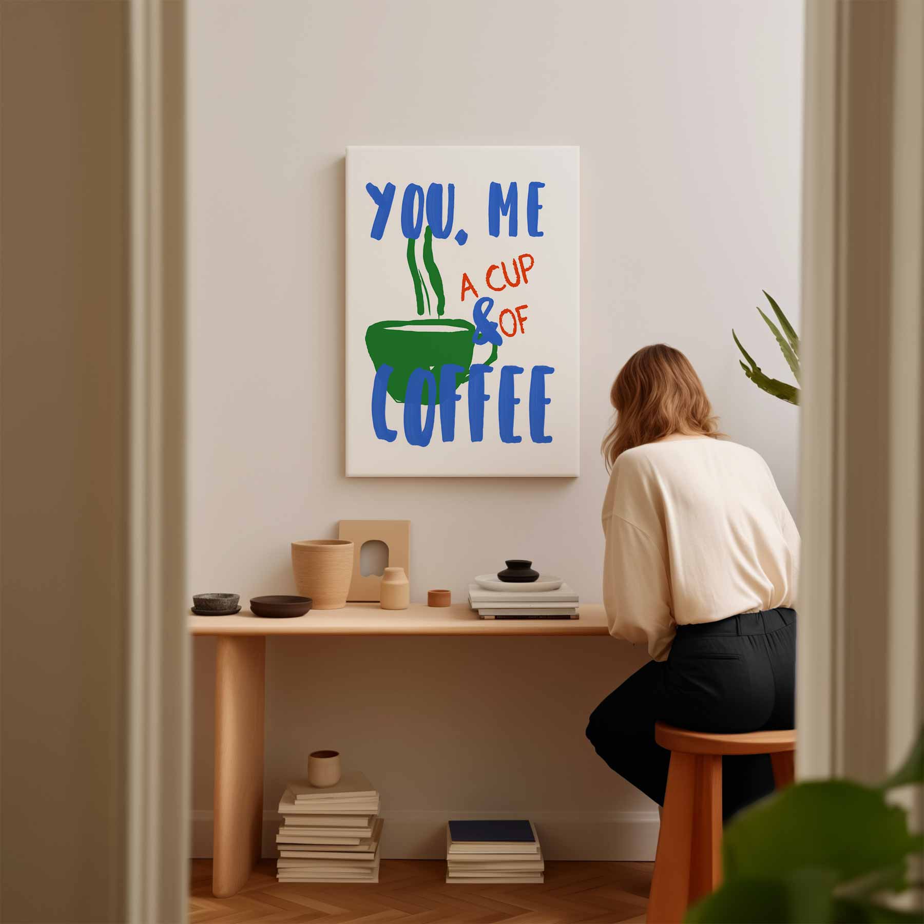 Koffieliefde Moment Kunstwerk-canvas-dibond-plexiglas-wanddecoratie-WallArtistic