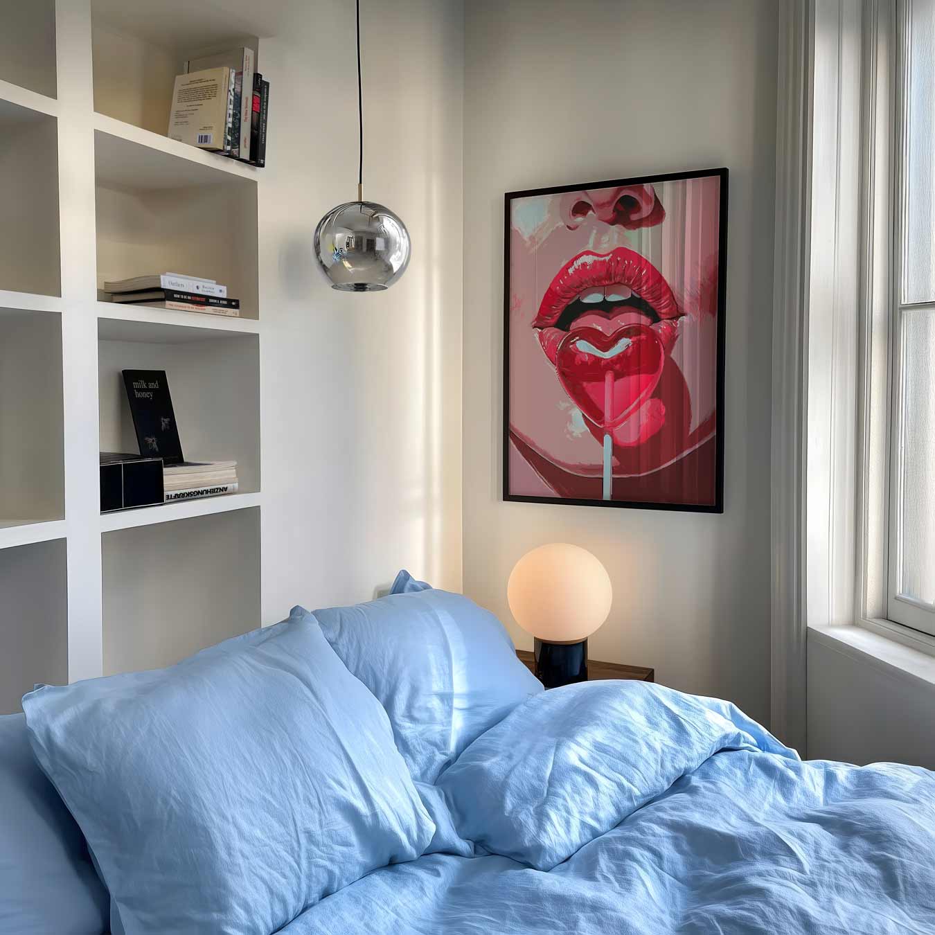 Lippen met Hartvormige Lolly Poster