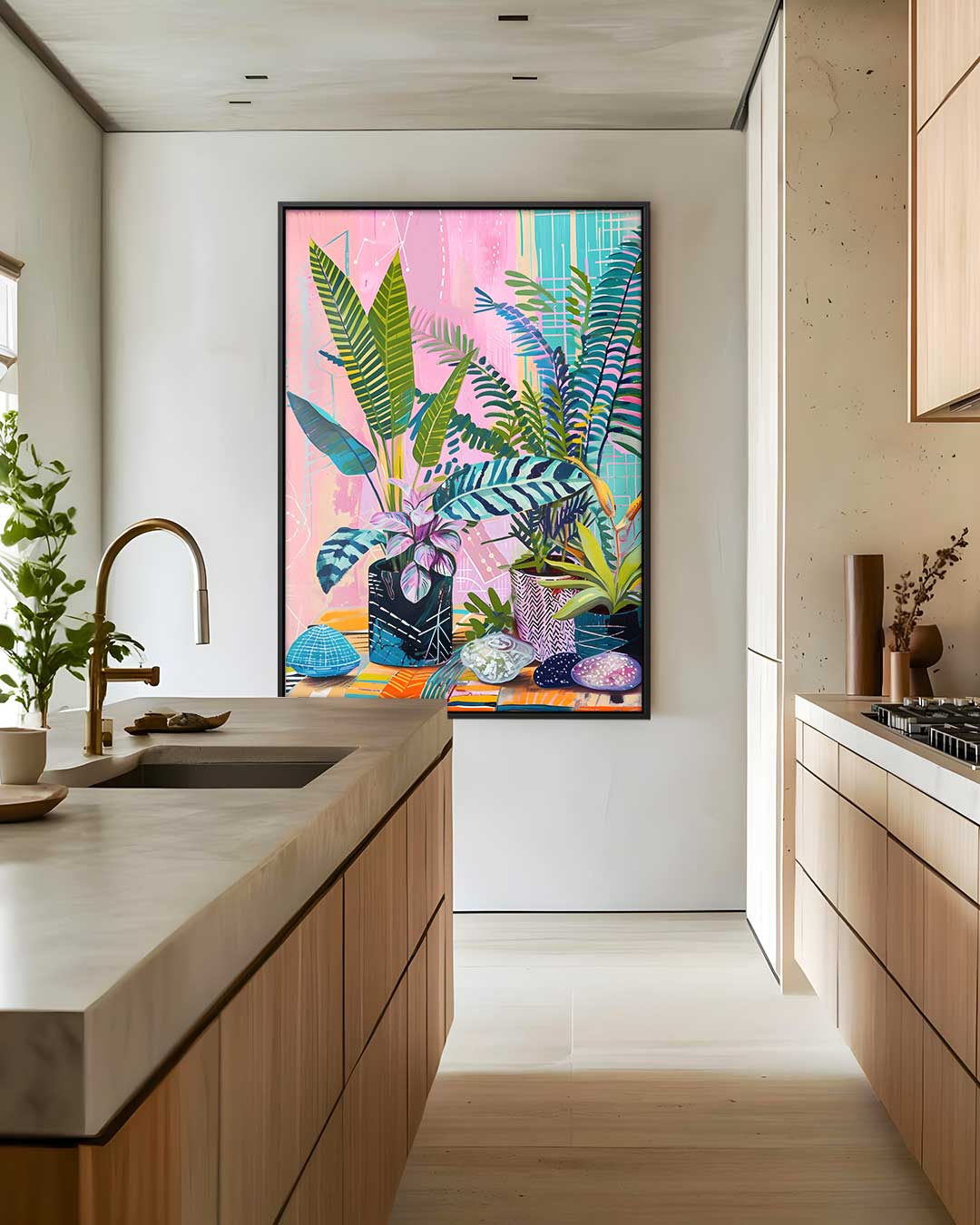 Tropische Planten in Kleurexplosie Kunstwerk-canvas-dibond-plexiglas-wanddecoratie-WallArtistic