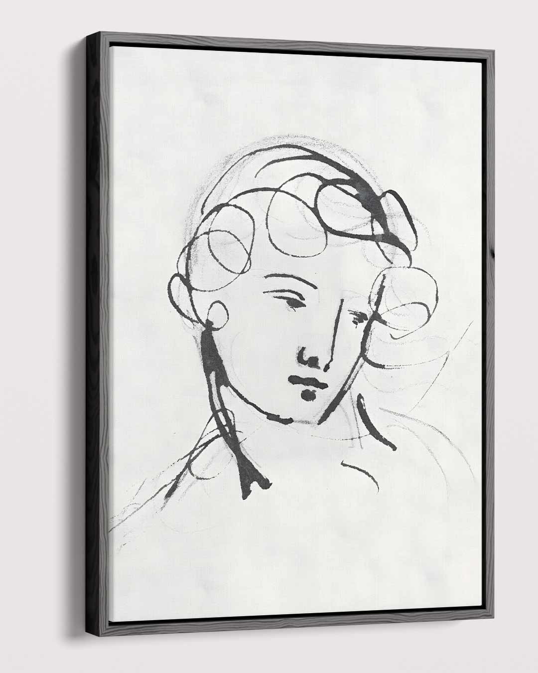 Elegante Lijntekening Portret Kunstwerk-canvas-dibond-plexiglas-wanddecoratie-WallArtistic