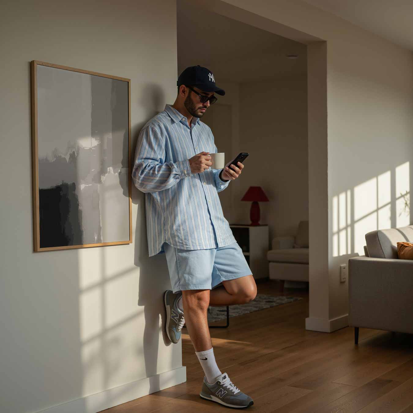 Abstracte Grijze Kunstposter-WallArtistic