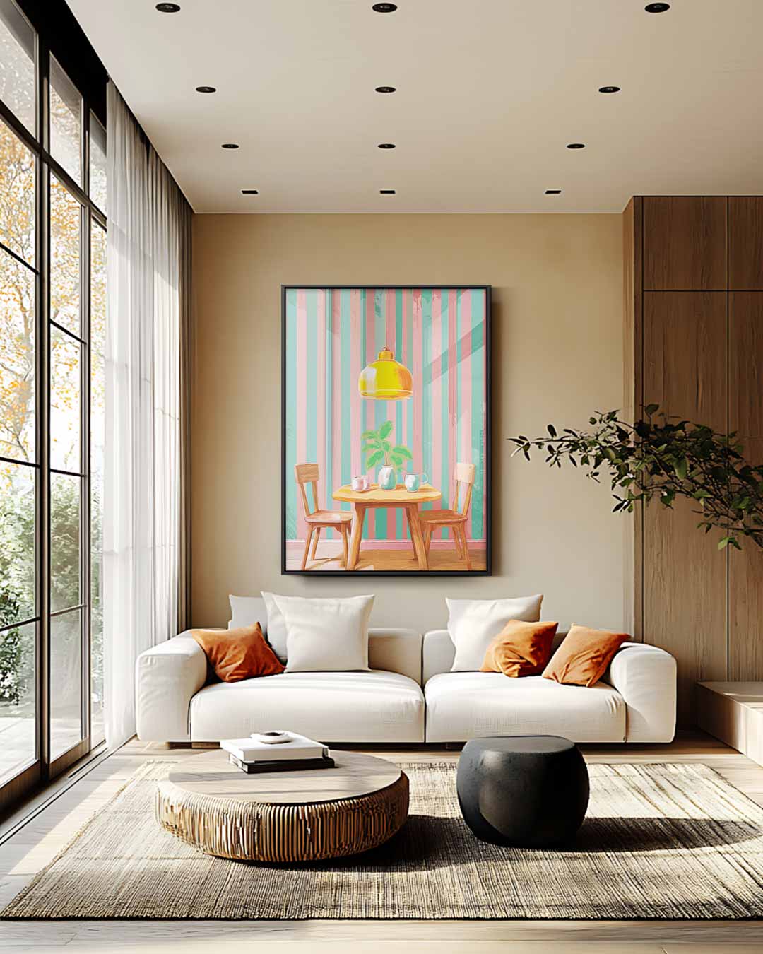 Gezellige Retro Eethoek Kunstwerk-canvas-dibond-plexiglas-wanddecoratie-WallArtistic