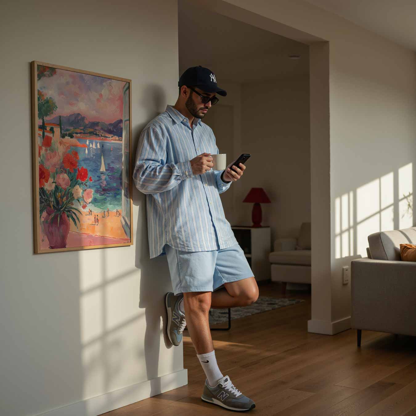 Zomerse Vensteruitzicht Poster-WallArtistic