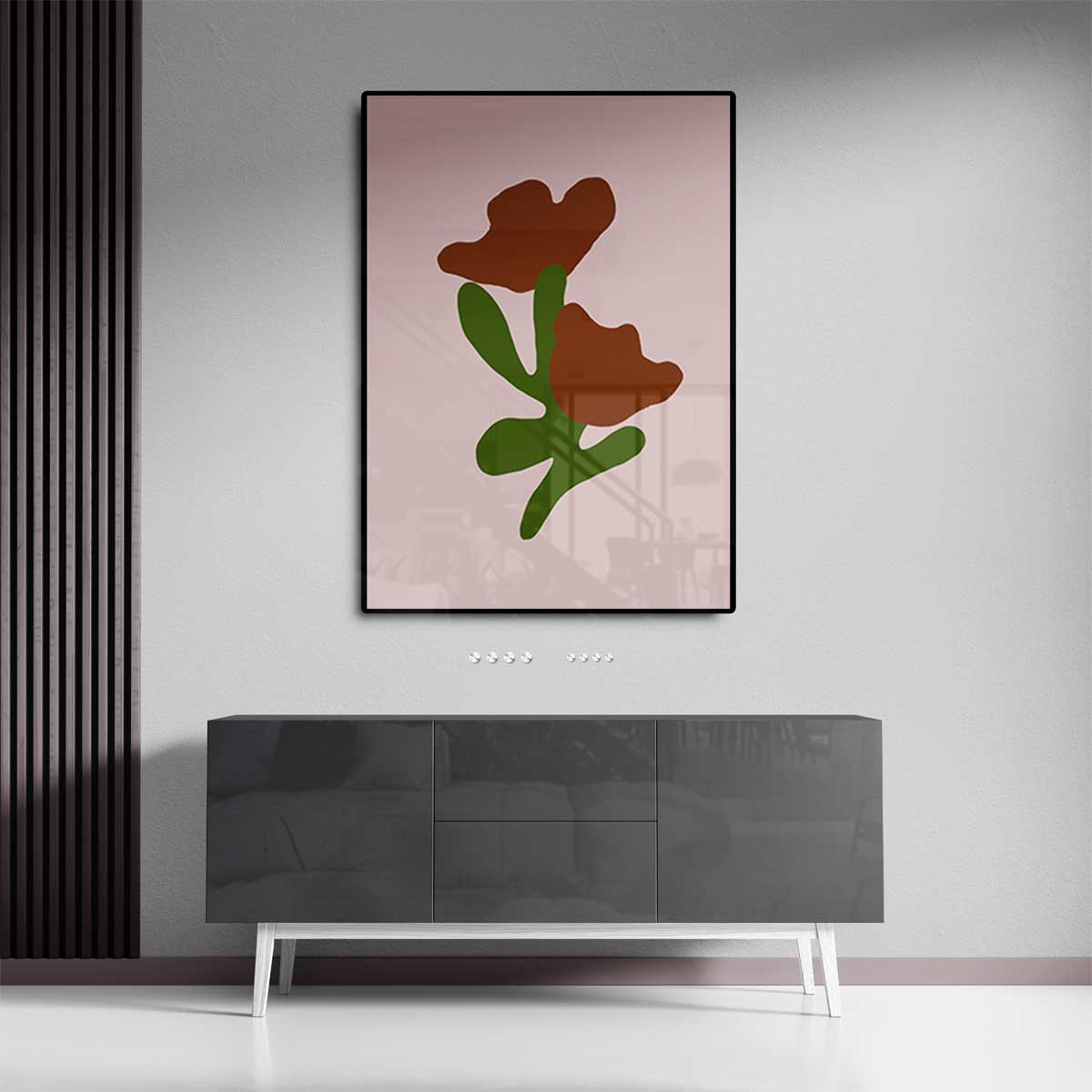 Bloemen in Abstracte Vormen Kunstwerk-canvas-dibond-plexiglas-wanddecoratie-WallArtistic