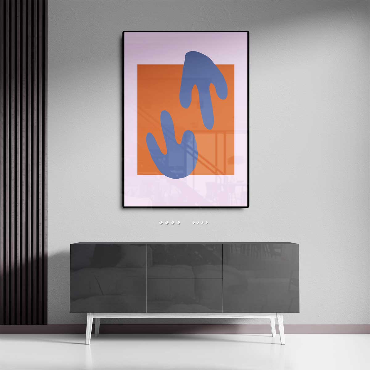Abstracte Kleurencompositie in Paars en Oranjebruin Kunstwerk-canvas-dibond-plexiglas-wanddecoratie-WallArtistic