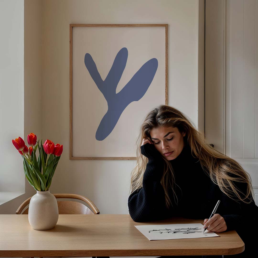 Organische Vormen in Blauw Poster-WallArtistic