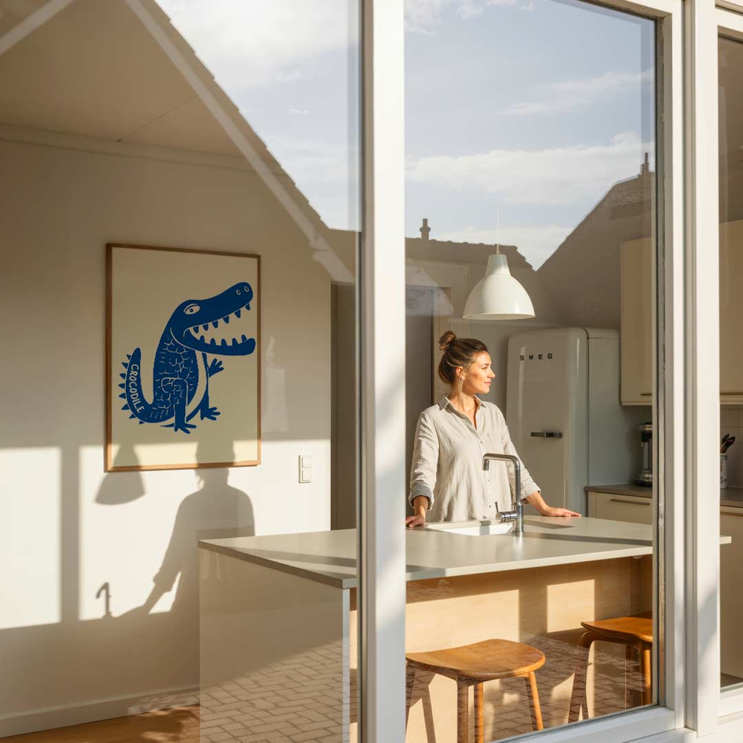 Speelse Krokodil Kunstposter-WallArtistic