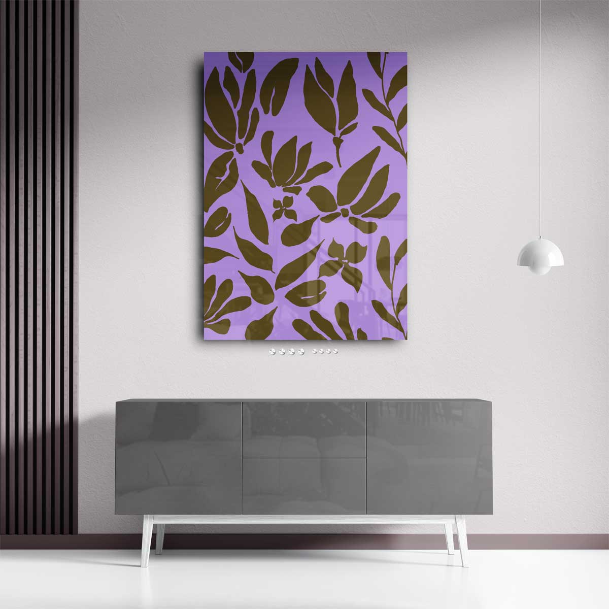 Bloemendans in Bruin en Lavendel Kunstwerk-canvas-dibond-plexiglas-wanddecoratie-WallArtistic