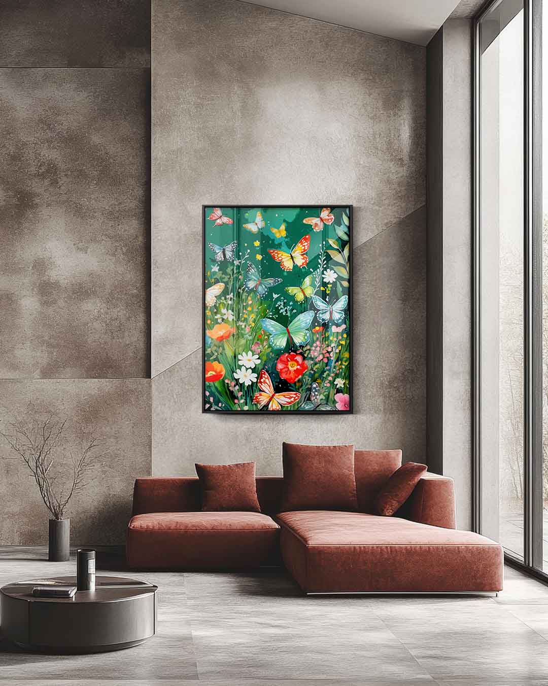 Betoverende Vlinders in Bloemenpracht Kunstwerk-canvas-dibond-plexiglas-wanddecoratie-WallArtistic