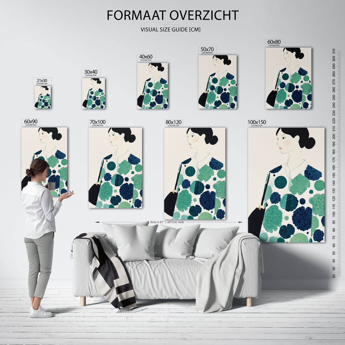 Vrouw met groene patronen Poster