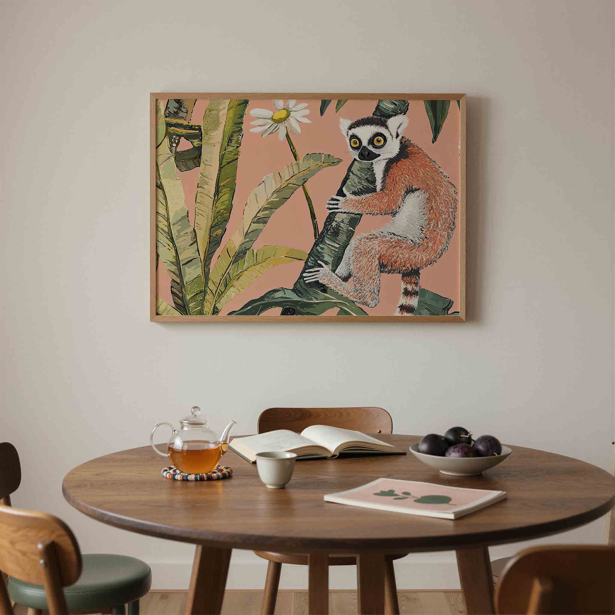 Lemur en bladeren Poster