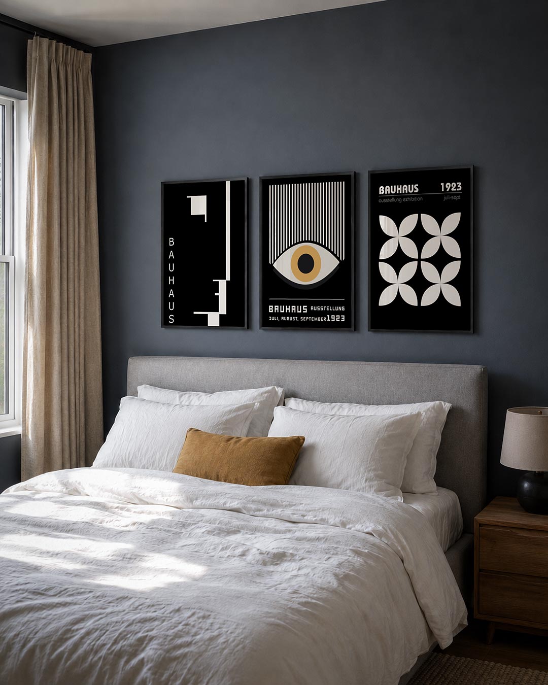 Zwart wit lijnenspel Posterset