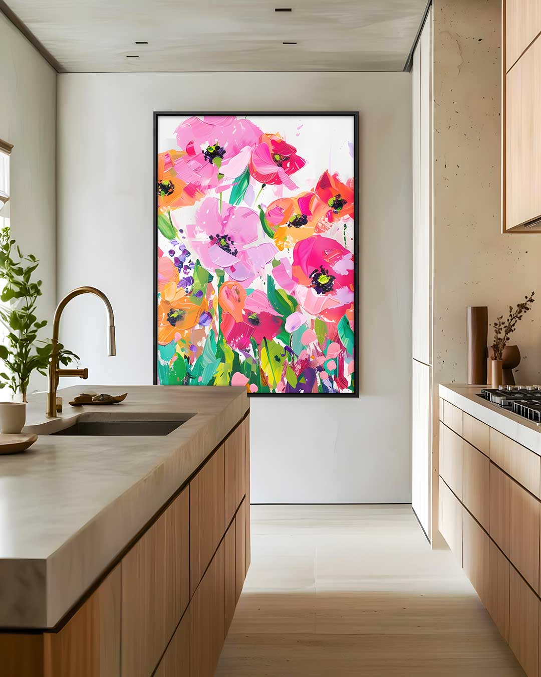 Bloemenveld in Vrolijke Kleuren Kunstwerk-canvas-dibond-plexiglas-wanddecoratie-WallArtistic