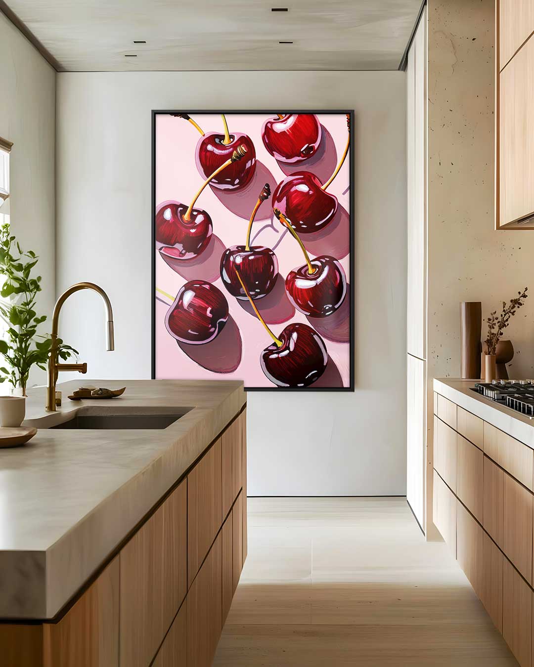 Glanzende Kersenpracht Kunstwerk-canvas-dibond-plexiglas-wanddecoratie-WallArtistic