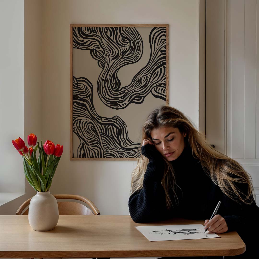 Abstracte Golvende Lijnen Poster-WallArtistic