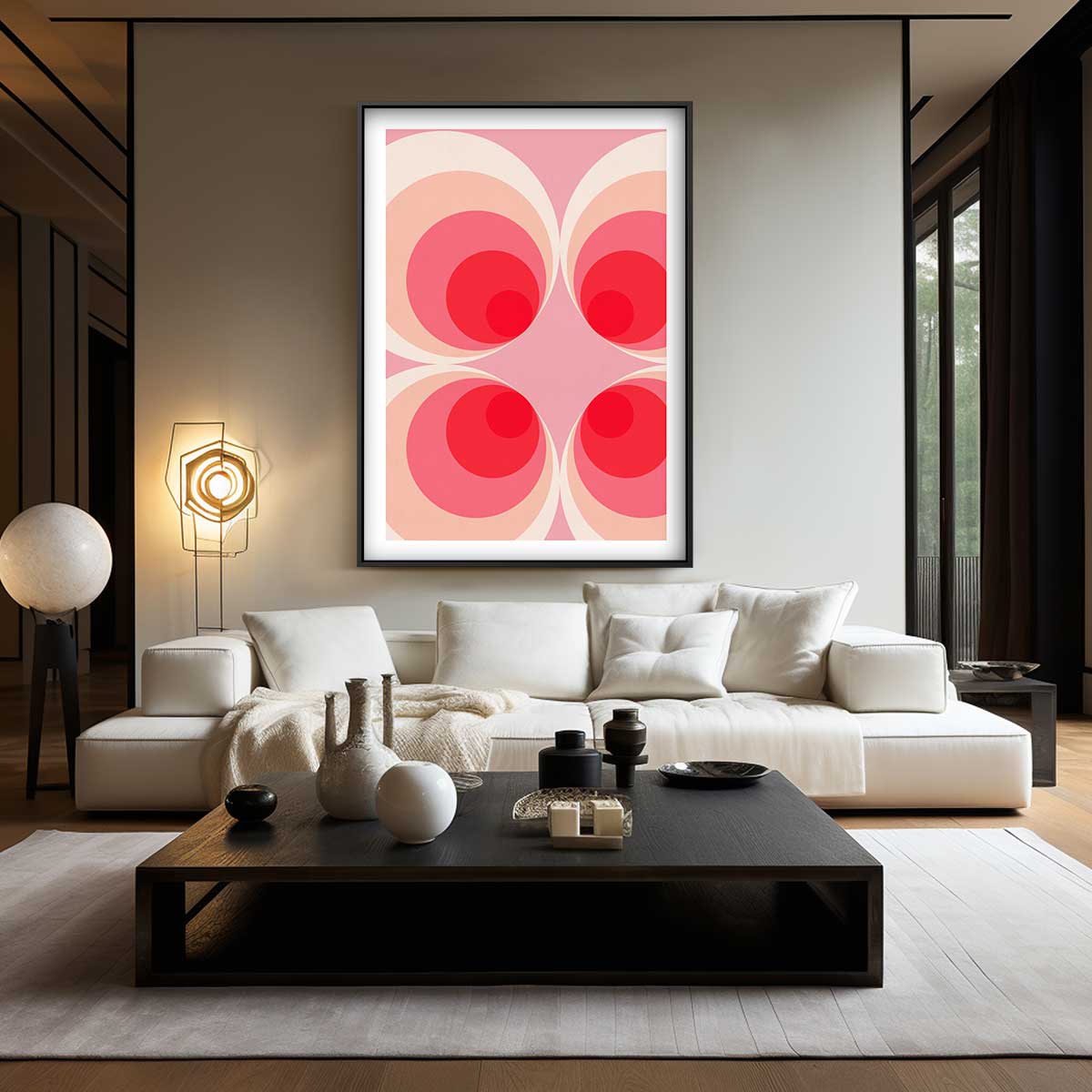 Retro Cirkelpatroon Kunstwerk Kunstwerk-canvas-dibond-plexiglas-wanddecoratie-WallArtistic