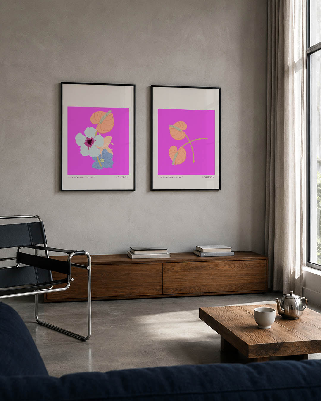 Bloemrijke kleurvlakken Posterset