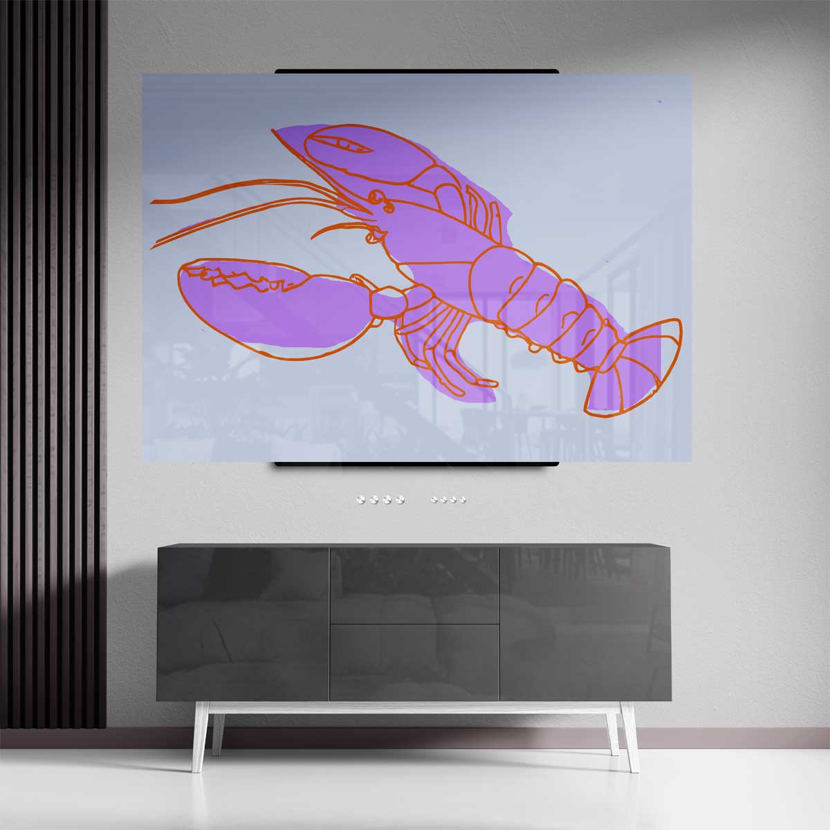 Kleurrijke Kreeft in Abstract Kunstwerk-canvas-dibond-plexiglas-wanddecoratie-WallArtistic